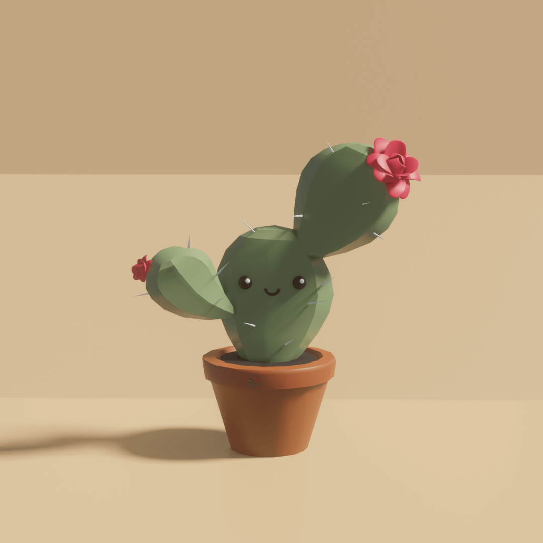 grafika 3D low poly kaktusów autorstwa Agi Swat